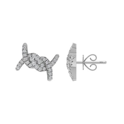 10k White Gold Round Lab Grown Diamond Fashion Stud Earrings Gift For Women