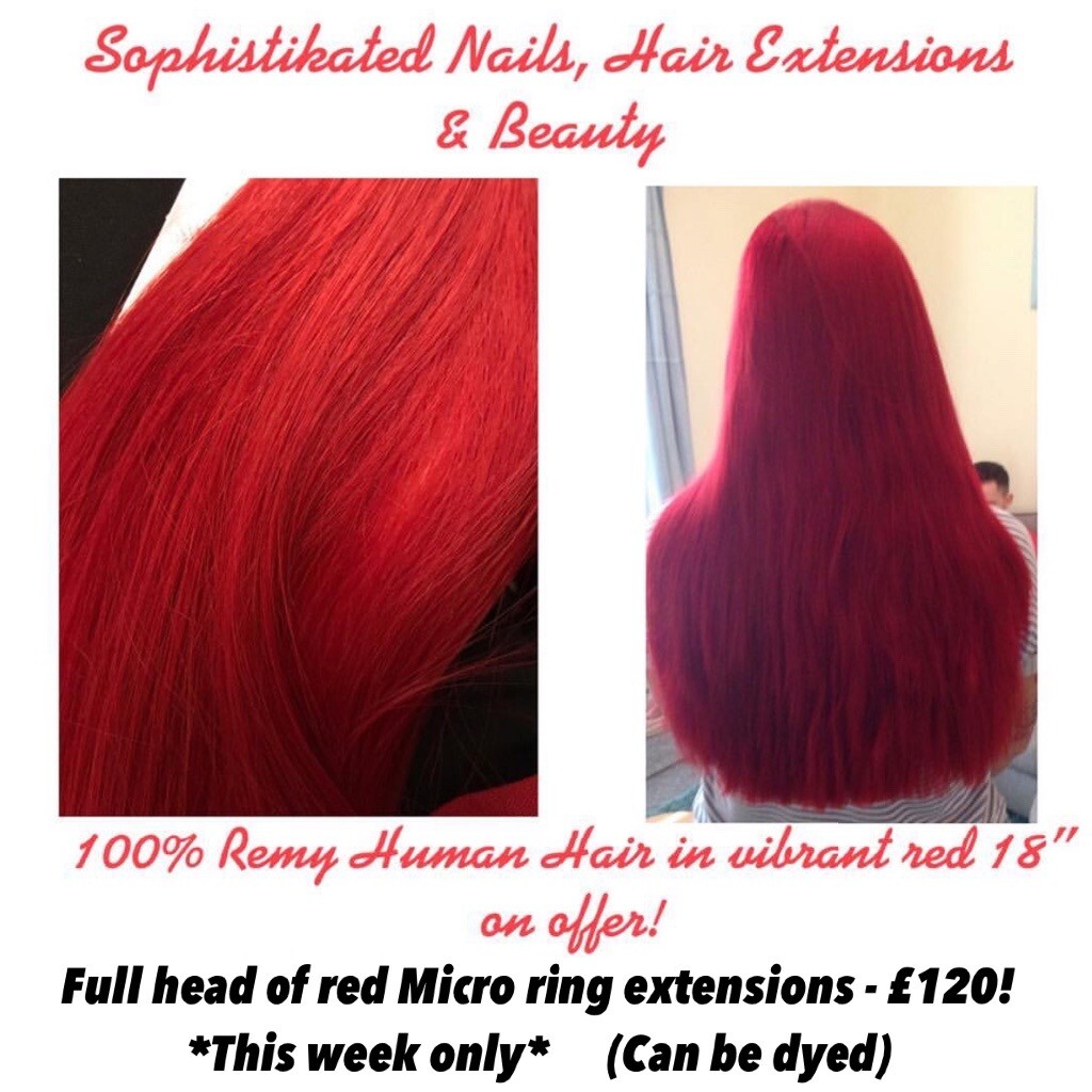 1 Week Only Red Remy Micro Ring Hair Extensions 18 Full