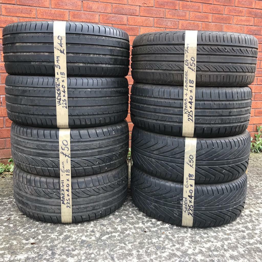 part worn used car tyres 18 inch 225x40 R18 225 40 18 alloy wheels Golf