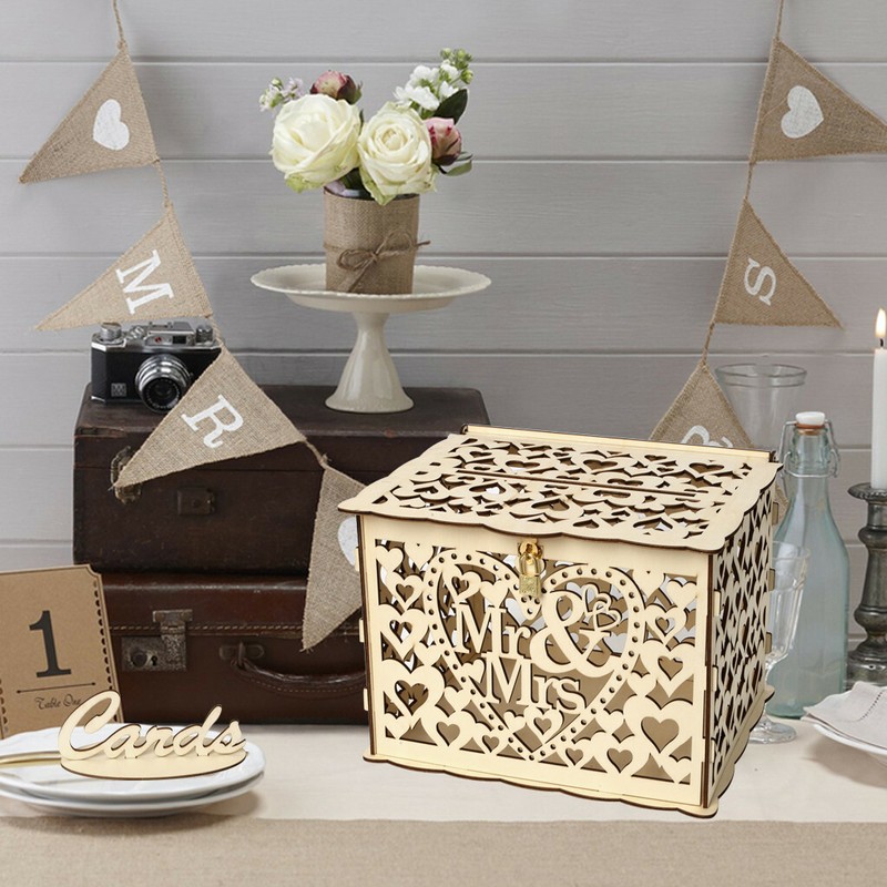 Diy Wedding Gift Card Box Wooden Money Box Advice Box With Lock Wedding Decor Wedding Wish Cards Universitasfundacion Home Garden