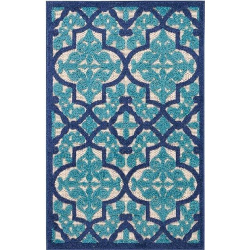 10 X 13 Темно-синий нескользящий коврик Ikat для помещений и улицы