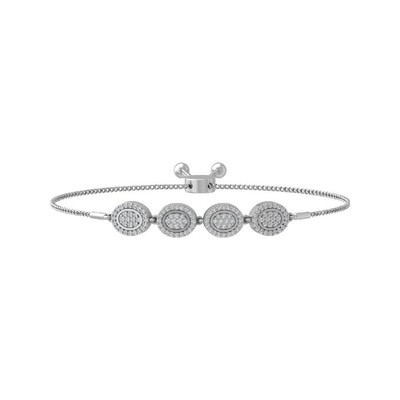 10k White Gold Round Lab Grown Diamond Composite Bracelet Gift For Women 7''