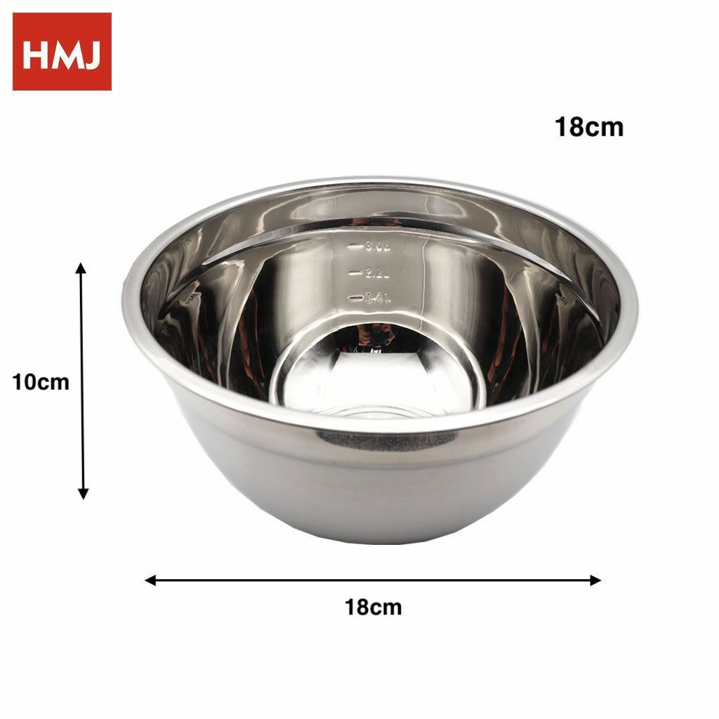 Insalatiera Ciotola Coppa Bacinella Scodella Inox Fondo Piano Cucina 18cm hmj