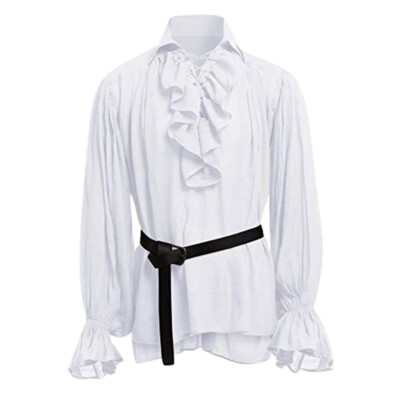 Men Pirate Vampire Colonial Blouse Renaissance Medieval Gothic Shirt Costume