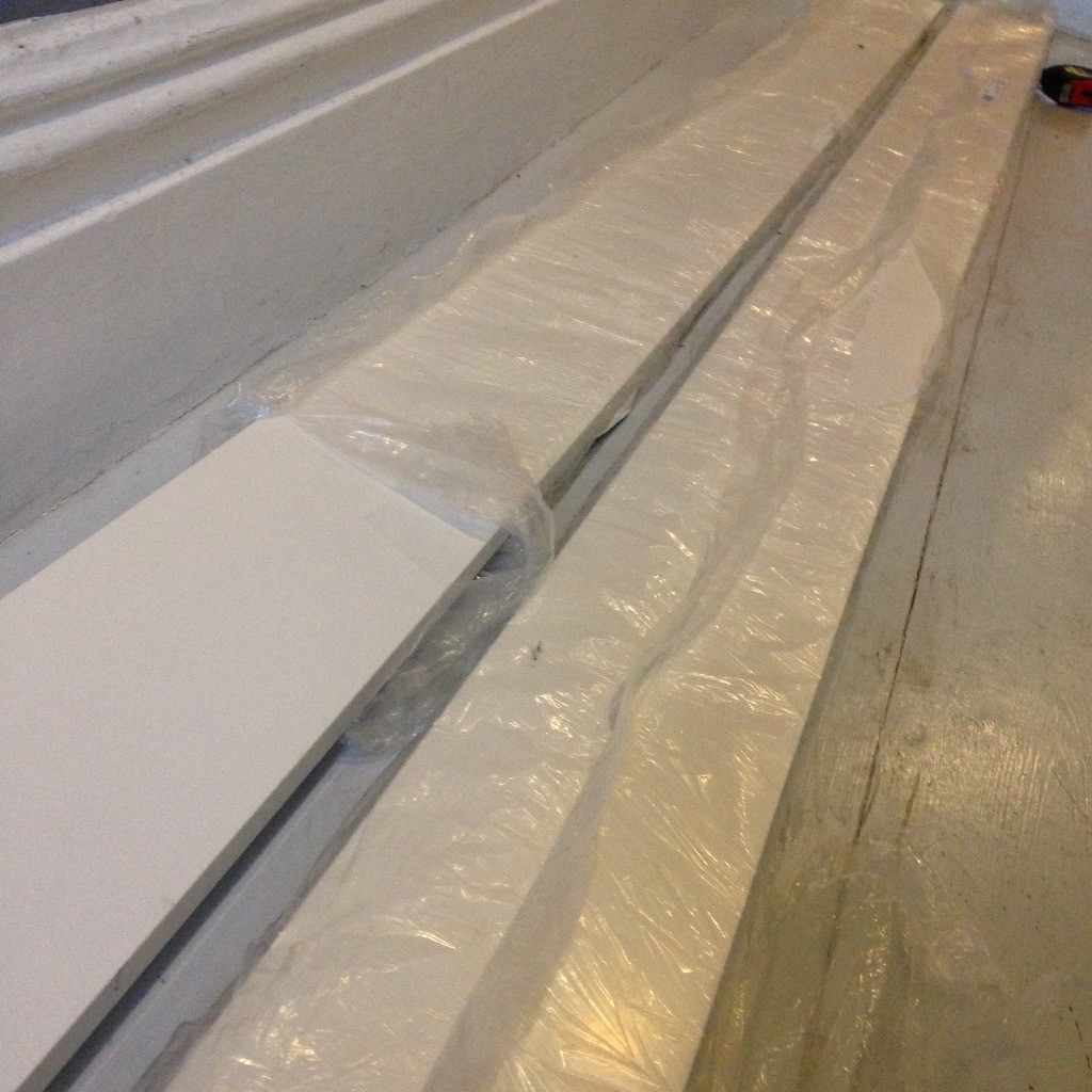 KITCHEN PLINTH KICKBOARD GLOSS PALE CREAM 2.6m x2 in Southsea