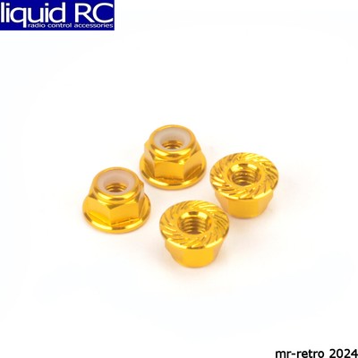 Monkey King RC 5485GD M4 Aluminum Serrated Nyloc Nuts - Gold - 4 pieces