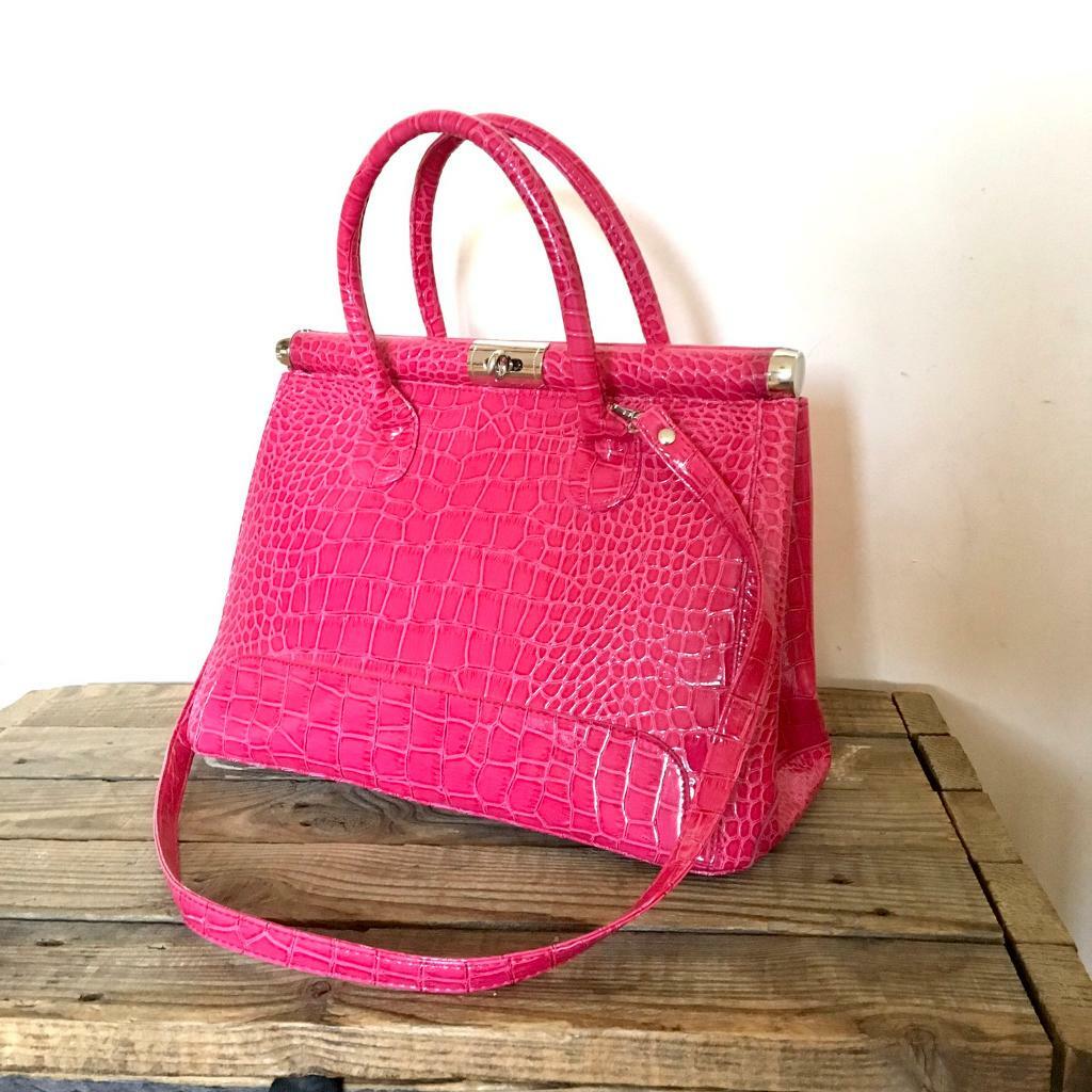 Mock Croc Satchel Style Handbag, Pink in Kings Heath, West Midlands