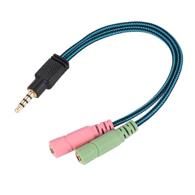3.5mm 2 Female to 1 Male Mic Audio Y Splitter Cable Adapter Cord for Laptop
