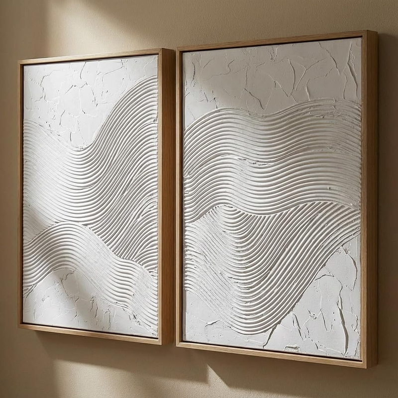 3D Minimalist Textured Wall Art Set of 2 for Modern Home Decor