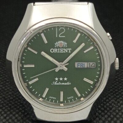 OLD ORIENT AUTOMATIC 46941 JAPAN MENS GREEN DIAL WATCH 603-a313796-1