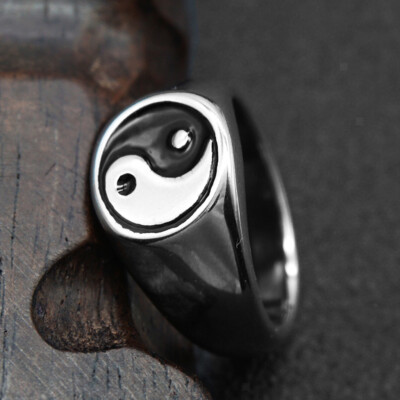 Retro Edelstahl Tai Chi Fingerring Yin Yang Spinner Ring