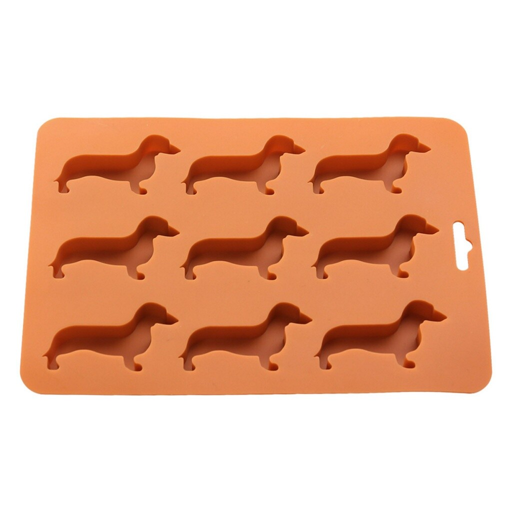 Dachshund Dog Shaped Ice Cube Tray Moulds Silicone Molds and Tray