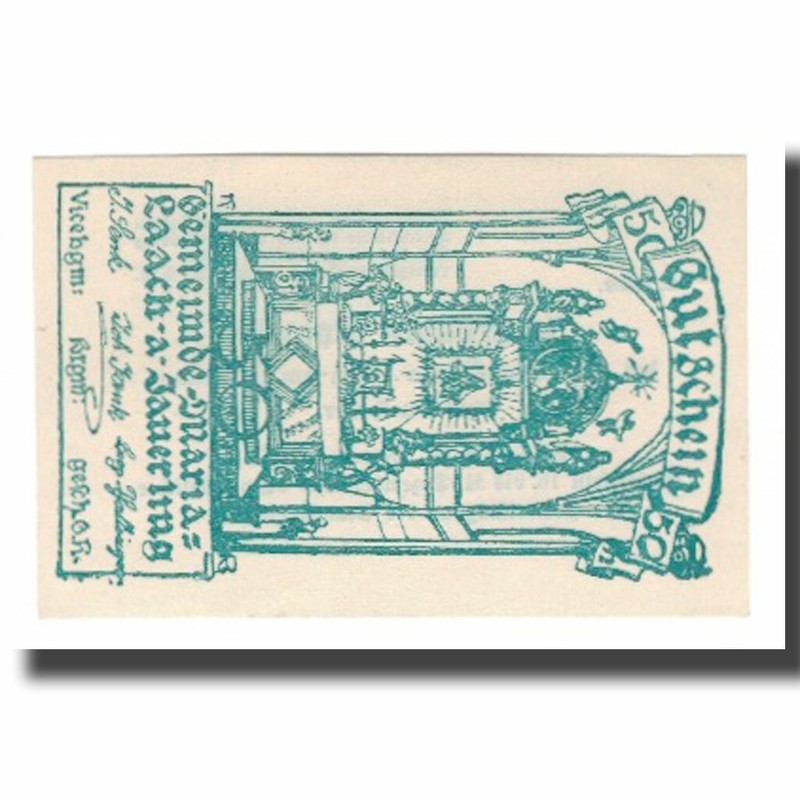 [#666150] Billet, Autriche, Maria-Laach Am Jauerling Gemeinde, 50 Heller, Texte 