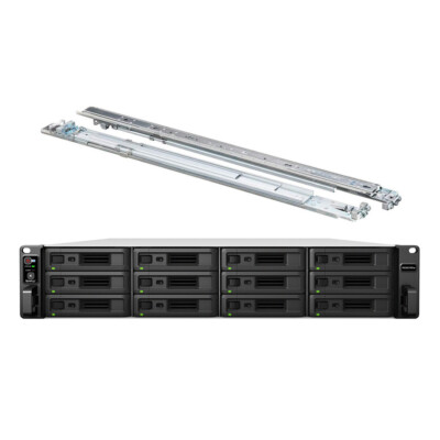 Synology RackStation RS3621RPxs+ NAS Server with Rail Kit, 240TB HDD Storage