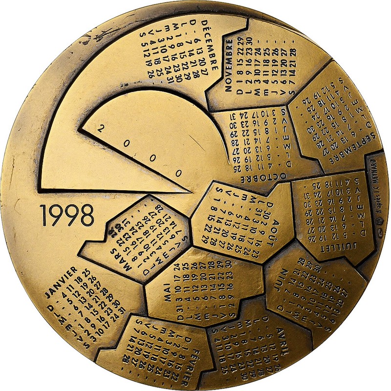 France, MÃ©Daille, Calendrier, 1998, Bronze, J.C. Meynard, Spl