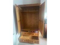 Pine wardrobe with two drawers