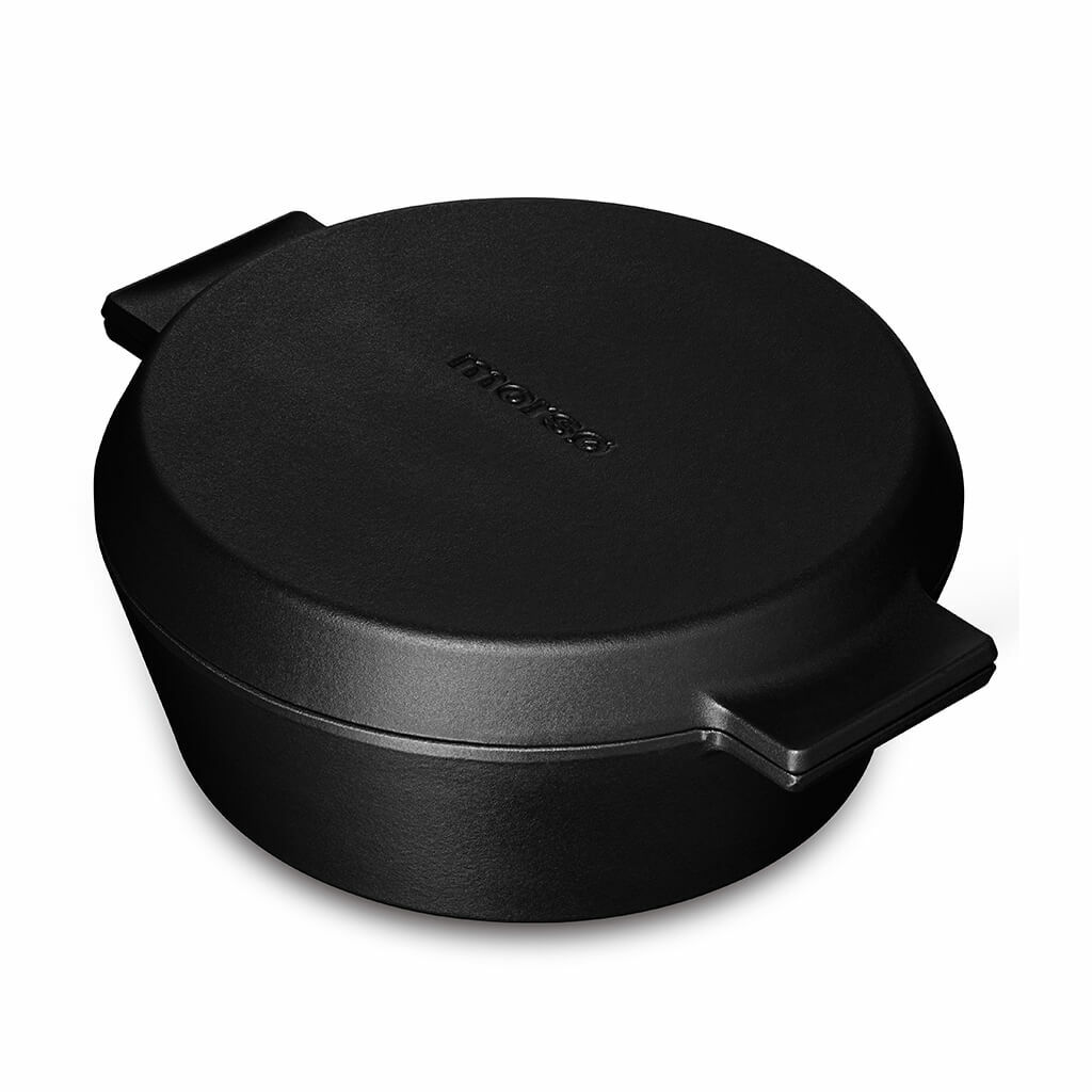 Morsoe Gussbräter Sauté Cocotte 3,5 Liter 28 cm mit Bratplatte und Grillplatte