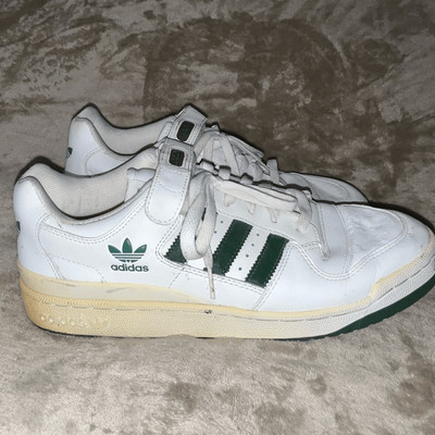 Adidas Mens Size 11 Performance Training Leather Sneakers White Geeen 036787
