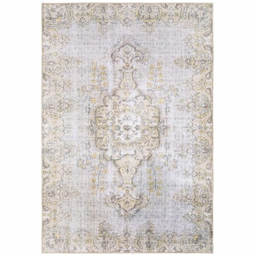 Устойчивый к пятнам коврик Oriental Power Loom размером 8 X 11 Дюймов, серый с Золотом