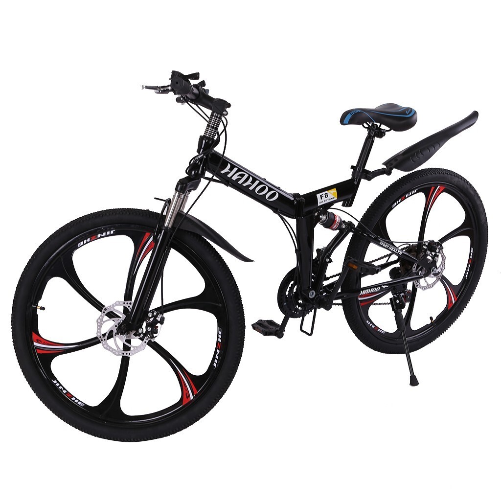 26" 21 Speed Mountain Bicycle Full Suspension Dual Disc Brakes Non-slip Bike