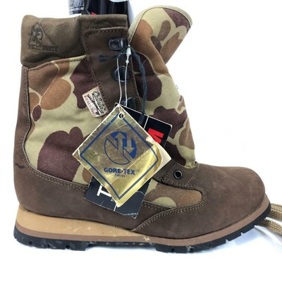 VINTAGE NOS CABELAS ROCKY CANVAS LEATHER CAMO BOOTS 7N VIBRAM GORE TEX USA 8065