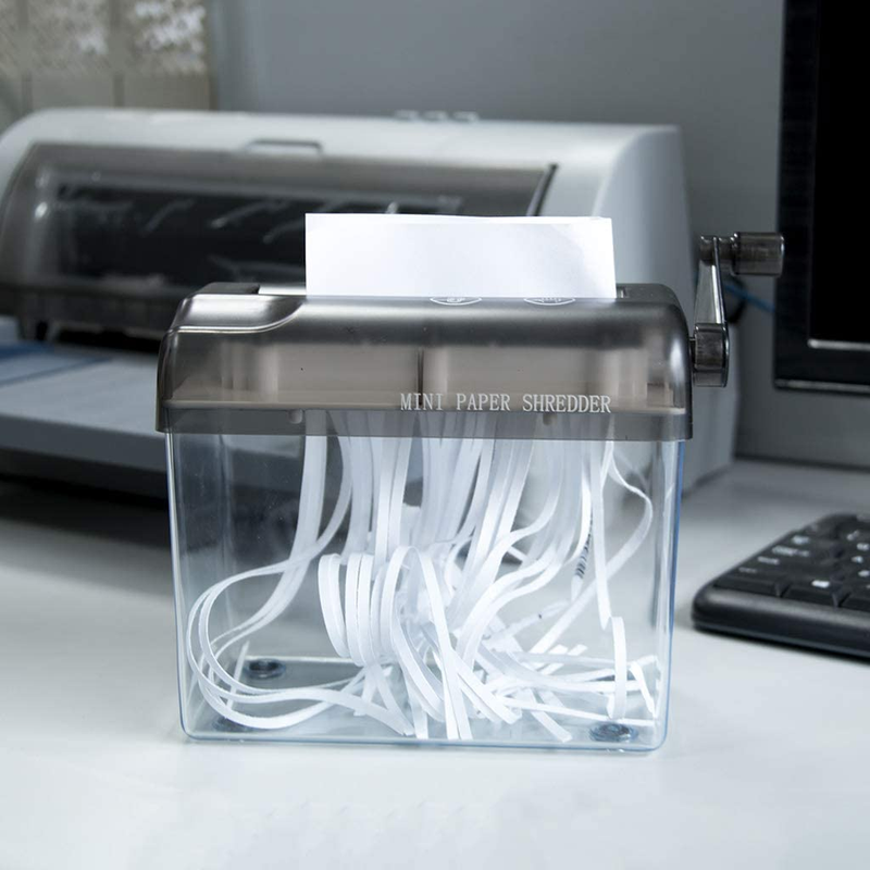 Mini Manual Shredder - Office Portable Hand Paper Cutter for Paper, Notes, Bills