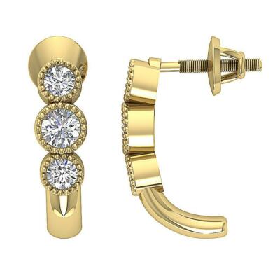 Pre-owned Diamondforgood Bezel Set Fashion Studs Earring Si1 0.55ct Round Diamond Yellow Gold Appraisal