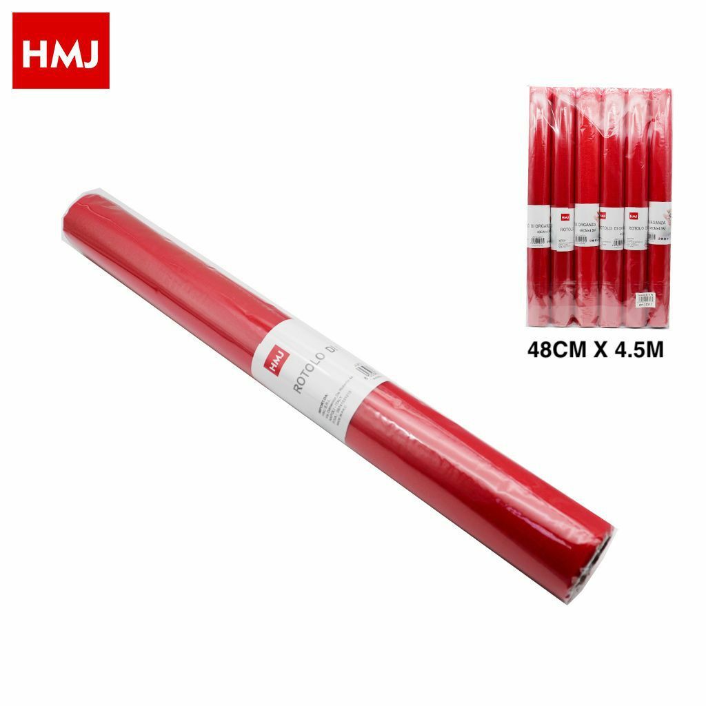 Set 6 Pezzi Rotolo Nastro In Organza Rosso Fiori Bomboniere 48cmx4,5mt hmj