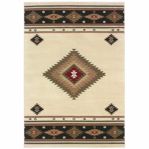 Бежевый ковер Southwestern Power Loom размером 4 X 6 дюймов, устойчивый к пятнам