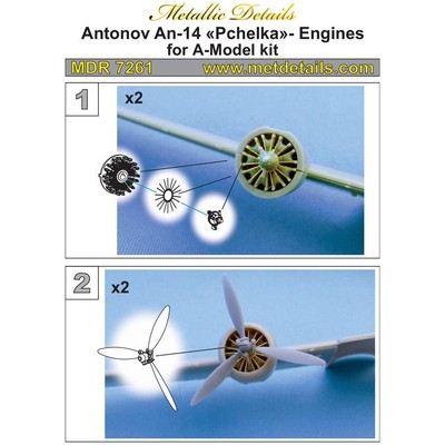 Metallic Details MDR7261 Scale kit 1:72 Antonov An-14 Pchelka. Engines (Amodel)