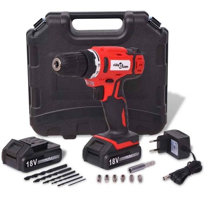 Akku-Bohrschrauber-Kit mit 18 V Li-Ionen-Batterien Batteries Bohr Zubehörset Neu