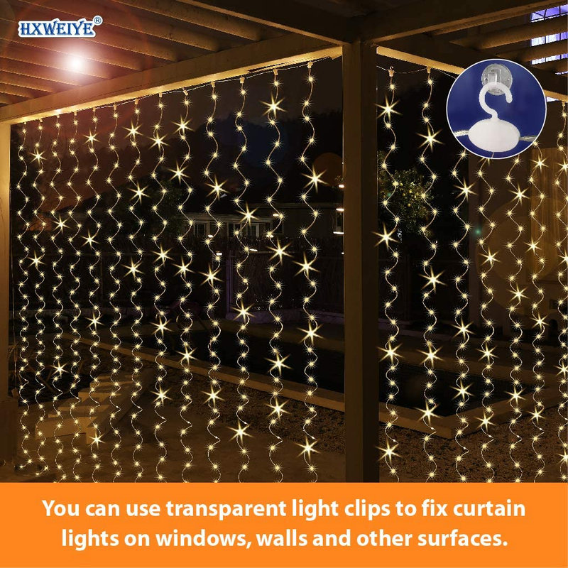 300LED Fairy Curtain Lights, 9.8x9.8Ft Warm White 8 Modes USB Plug-in Fairy Stri
