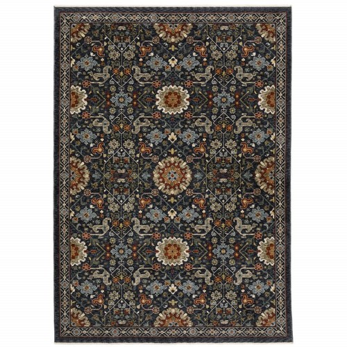 Устойчивый к пятнам коврик Oriental Power Loom размером 6 X 9 Дюймов, синий, Красный, Цвета Слоновой Кости и Золота