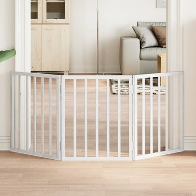 vidaXL Dog Gate Foldable 3 Panels White 150 cm Poplar Wood