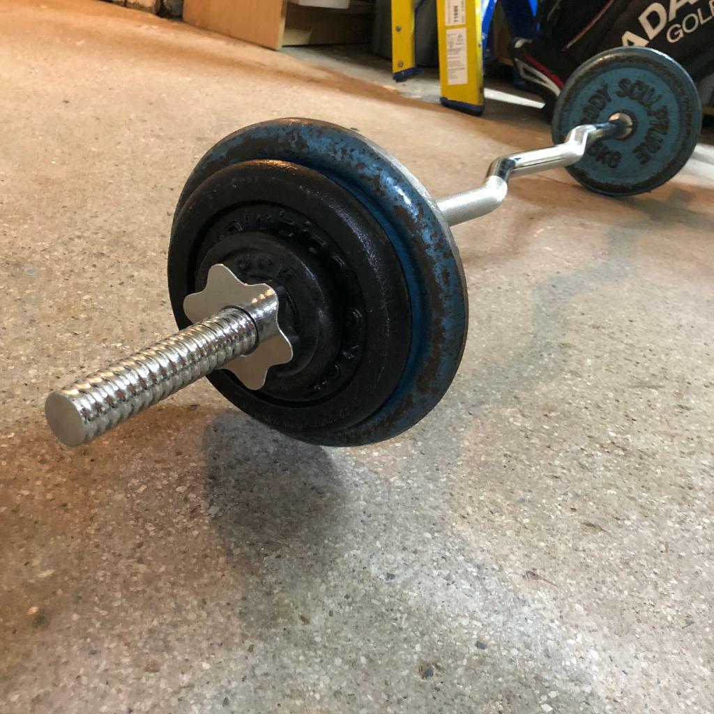 EZ Bicep Curl Bar & Cast Iron Weights in Blackley, Manchester Gumtree