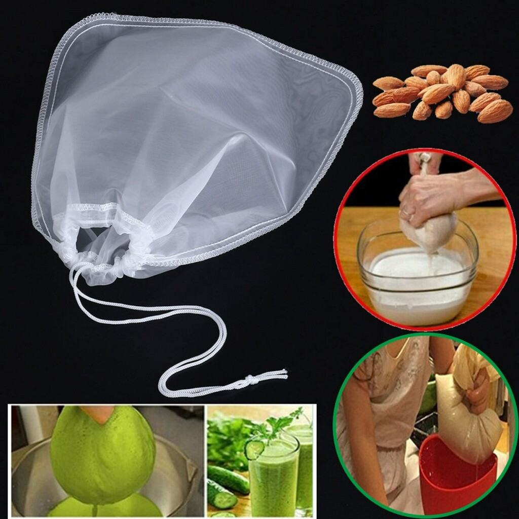 USA Reusable Nut Milk Bag All Purpose Food Strainer Fine Mesh Nylon