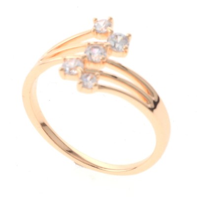 Gold Tone Gold Plated Ring With Clear Rhinestone & Cubic Zirconia XPE2604-G6
