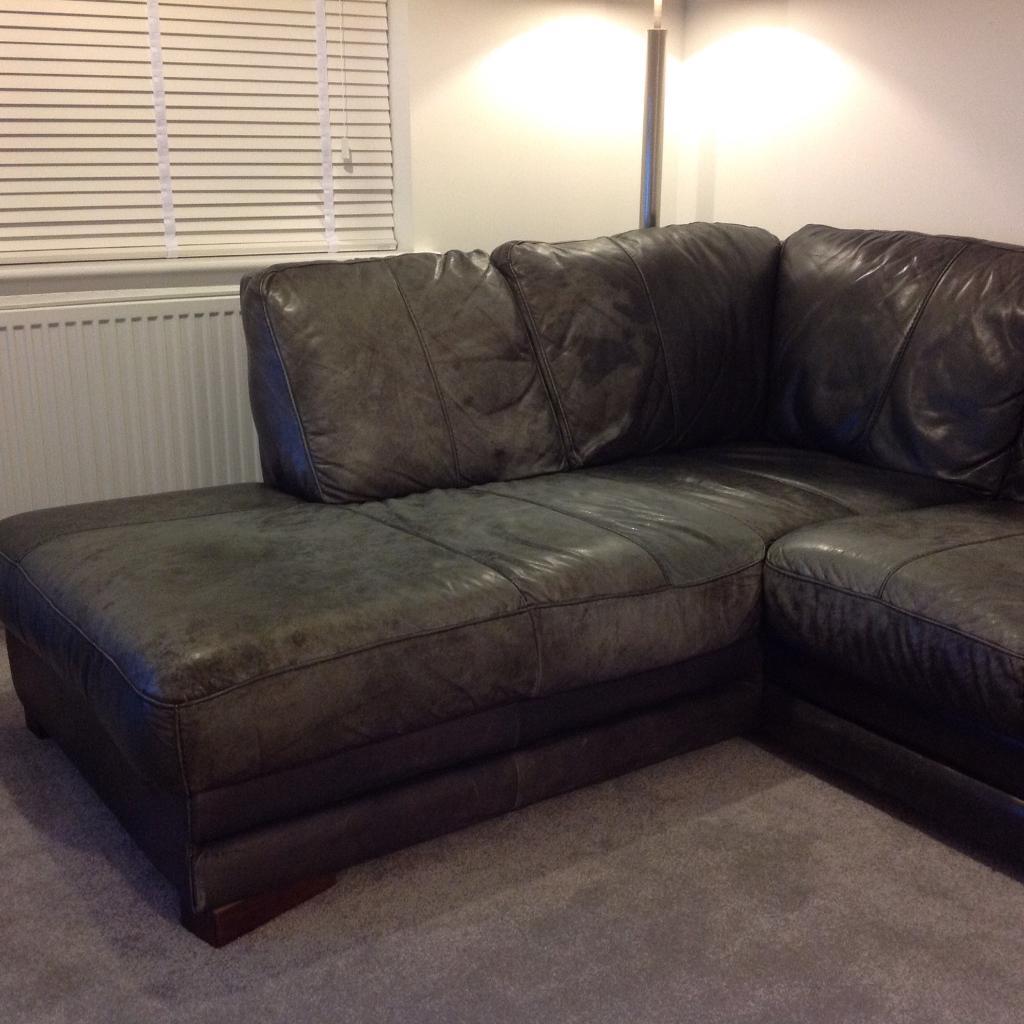 Corner Sofa for sale, Black Leather ex DFS, good condition, Collection