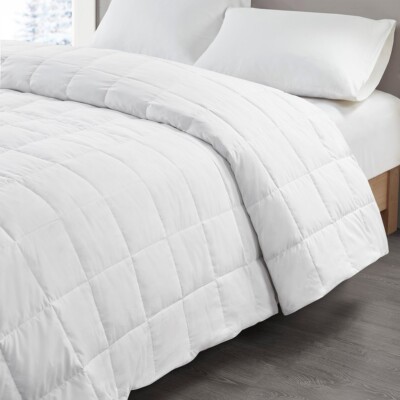 All-Season Goose Feather and Down Filling White Bedding Blanket Twin Queen King