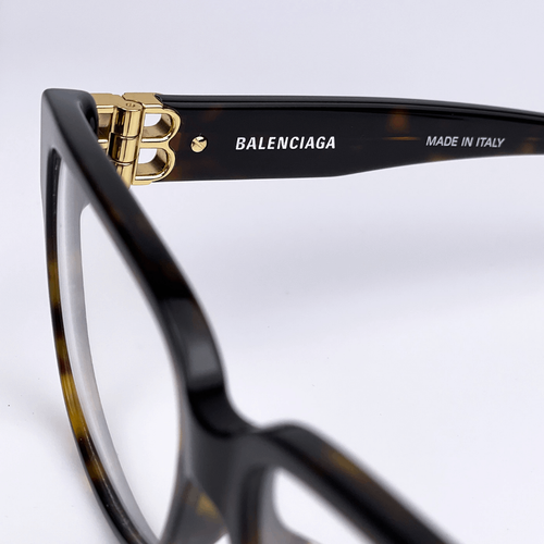 Pre-owned Balenciaga Everyday Bb0104o 002 Havana Gold Square Women Eyeglasses In Multicolor