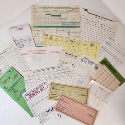 sample pack 16 vintage papers receipts order forms score sheets ephemera lot Y