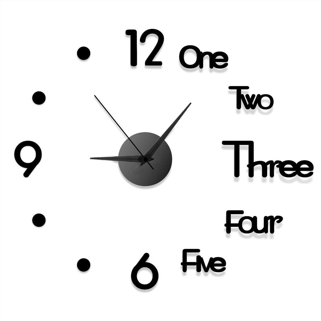 NEW Modern Large Wall Clock 3D Mirror Sticker Unique Big Number Watch DIY Decor
