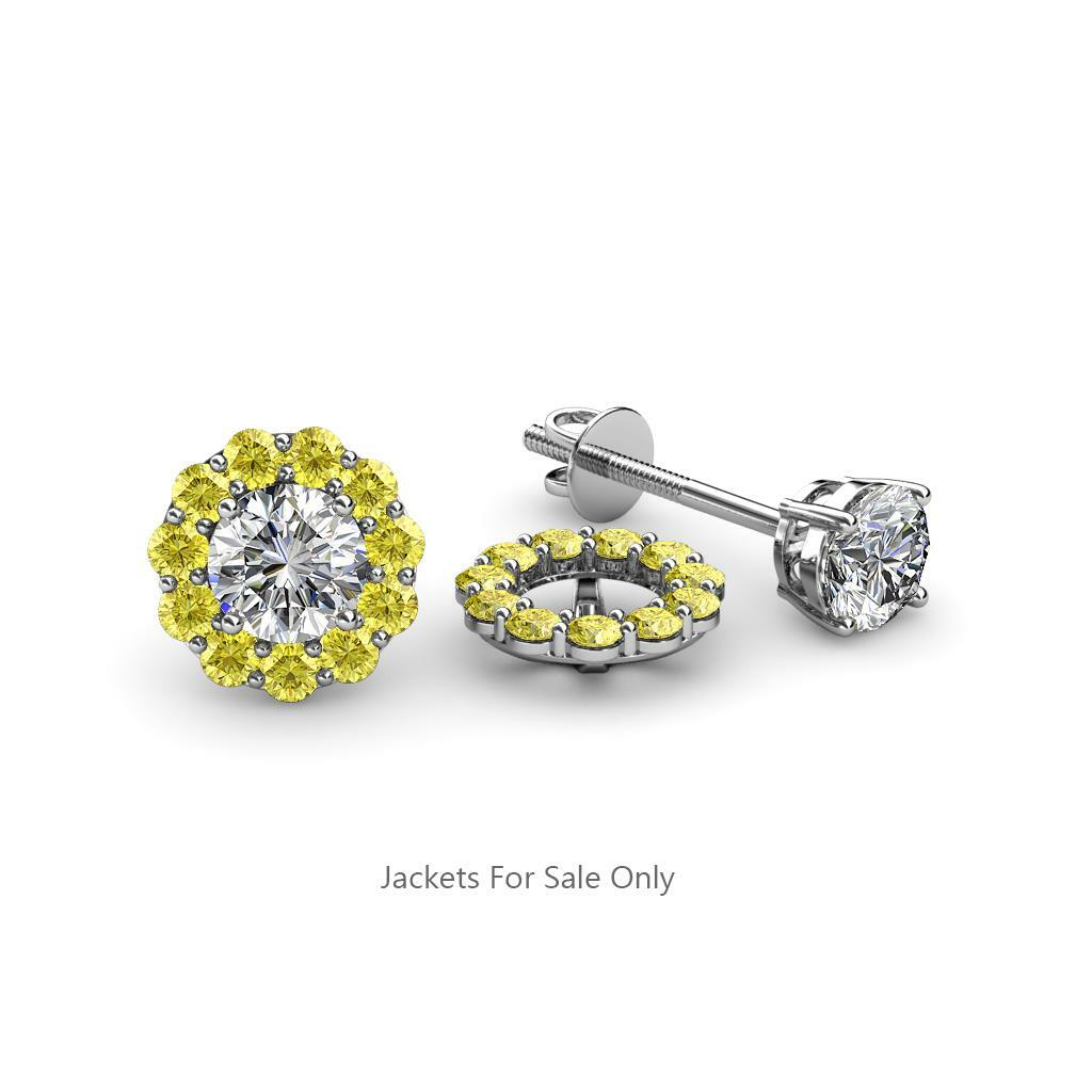 Pre-owned Trijewels Yellow Sapphire Halo Jacket For Stud Earrings 1/2 Ctw In 14k Gold Jp: 56585