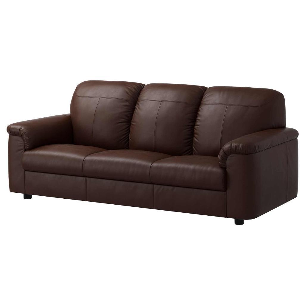 Ikea Ektorp 3 Seater Brown Leather Sofa Now Discontinued By Ikea