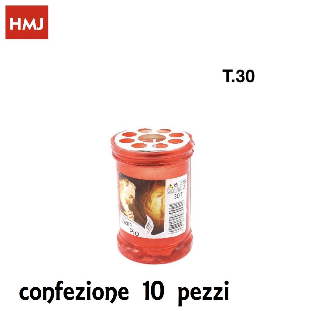 Confezione 10 Pezzi Lumino Votivo Cero Candela Cimitero Immagine Sacra T30 hmj