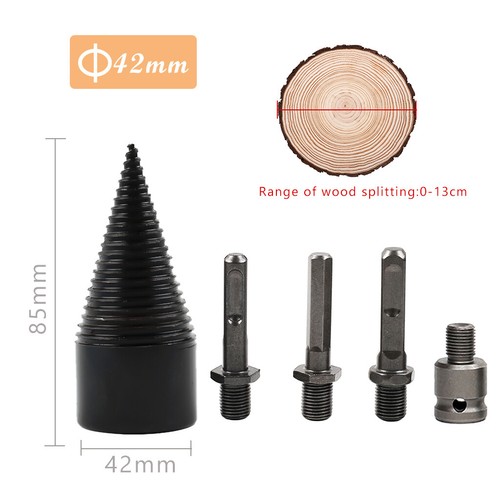 42mm Firewood Drill Bit Hex Shank Wood Cone Log Splitter Screw Splitting Driver