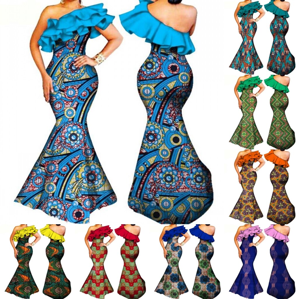 ankara one shoulder dress