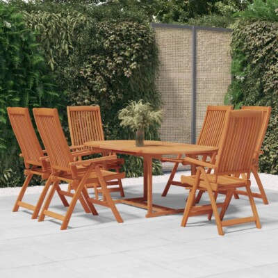vidaXL 7 Piece Garden Dining Set Solid Wood Eucalyptus