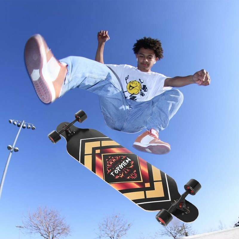41'' Longboard Skateboard Drop Through Deck Complete Maple Cruiser W/Big Wheel