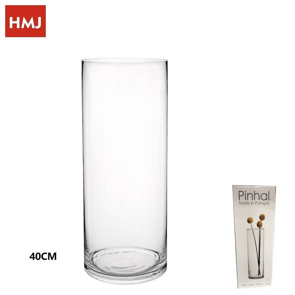 Vaso 40cm Clilindrico In Vetro Trasparente Elegante Per Fiori Piante hmj